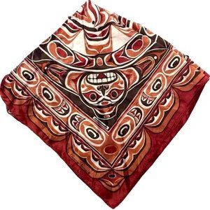 Vintage Skemo Eleanor Paine Tribal Ethnic Print Rust Orange Scarf